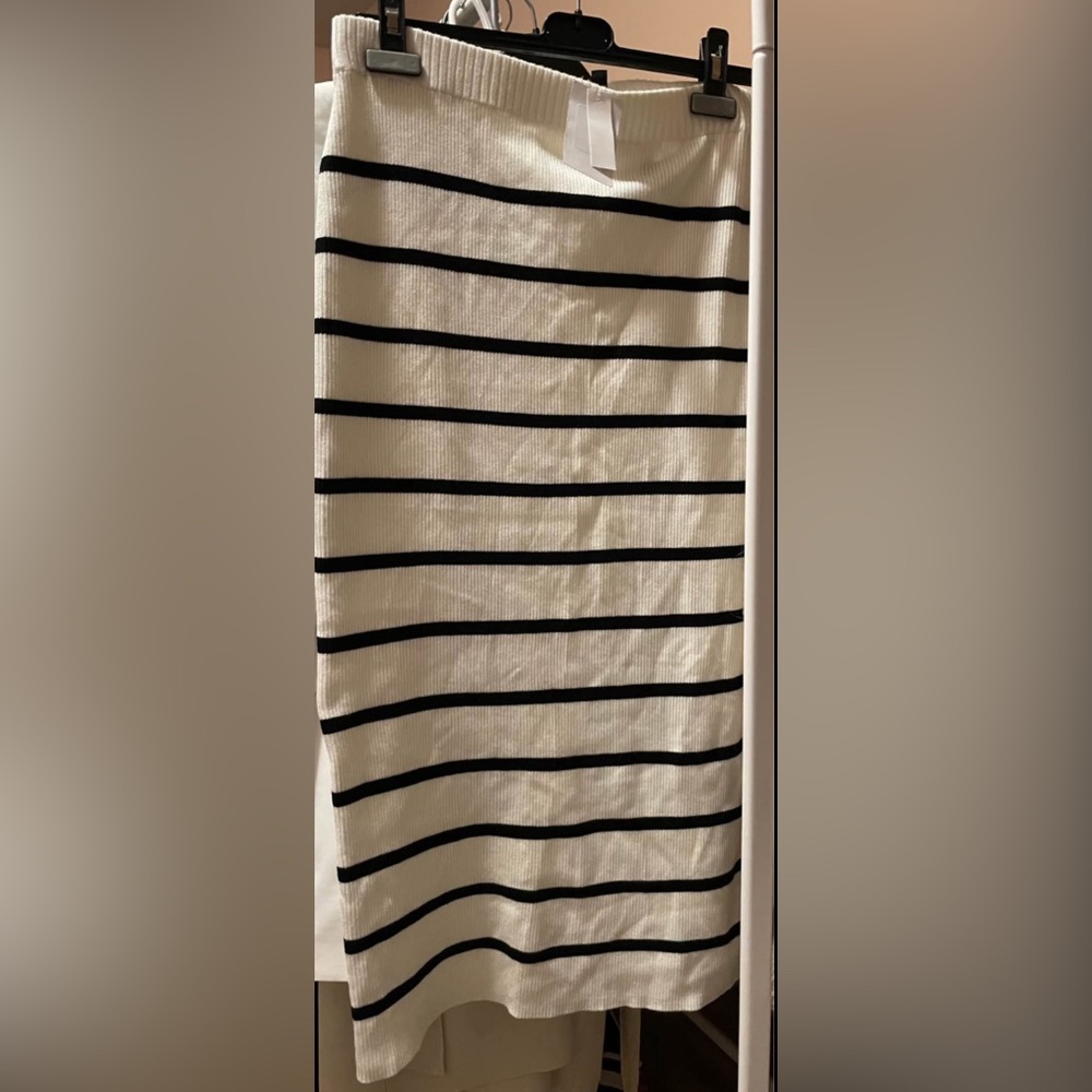 Divided Black and White Striped Skirt
